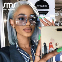 Oversized Rimless Square Sunglasses Women 2019 - Mostatee