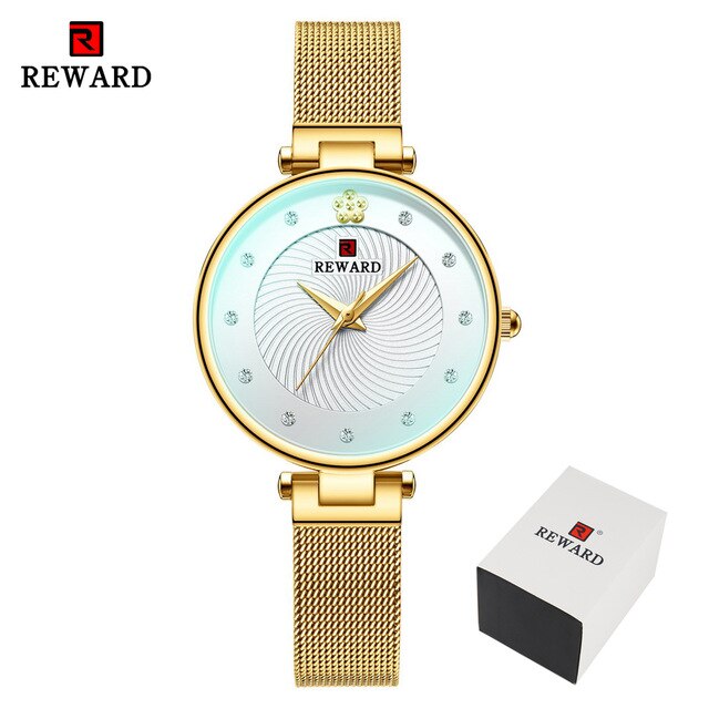 Magic Color Glass Analog Quartz Watch Women Blue Mesh Casual Waterproof Wrist Watch