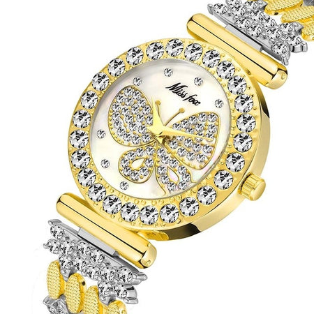 Butterfly Women Gold Watch with Diamond