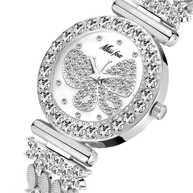 Butterfly Women Gold Watch with Diamond