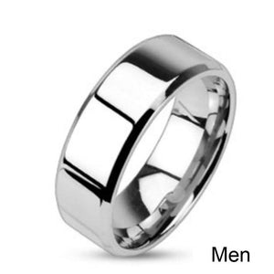 Princess Cut Cubic Zirconia Couple Rings Stainless Steel Wedding Ring Set for Women and Men - Mostatee
