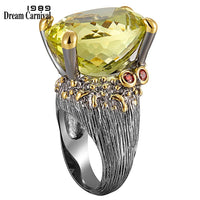 Big Ring for Women Genuine Cut Olivine Oval Zircon - Mostatee