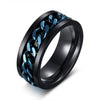 Spinner Black Chain Ring for Men Punk Titanium Steel Metal Finger - Mostatee