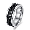 Spinner Black Chain Ring for Men Punk Titanium Steel Metal Finger - Mostatee